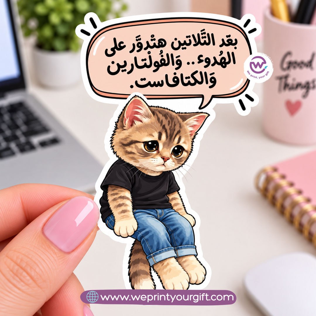 ملصقات يوميات قطة المكتب - أمزجة سنورية وفكاهة العمل المصرية