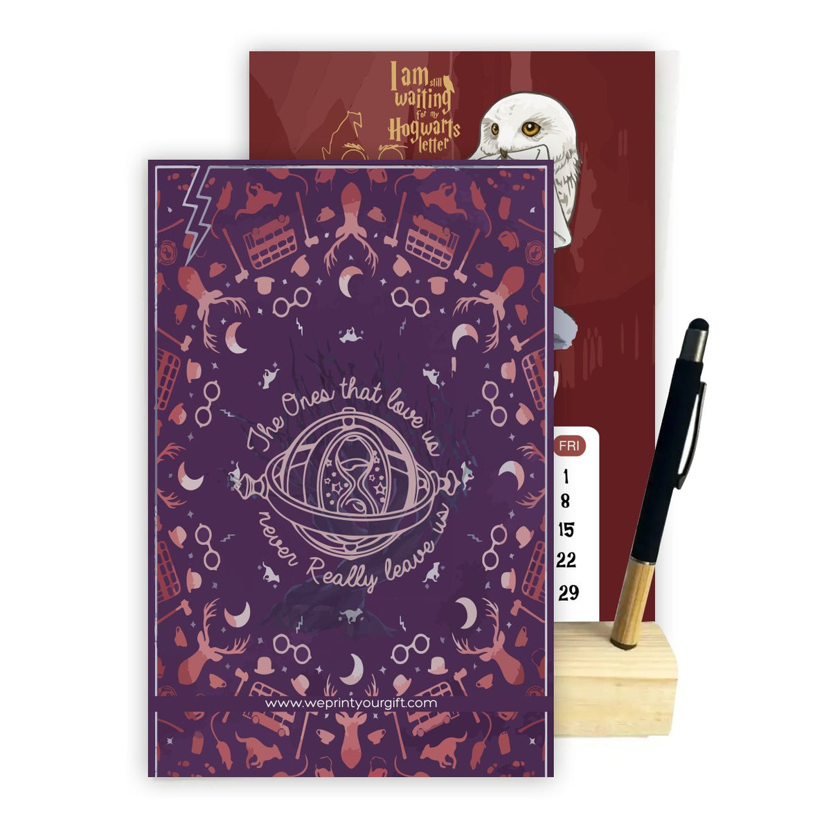 HARRY POTTER 2027 Desk Calendar – Magical Monthly Designs with Wooden Stand & Bamboo Touch Pen