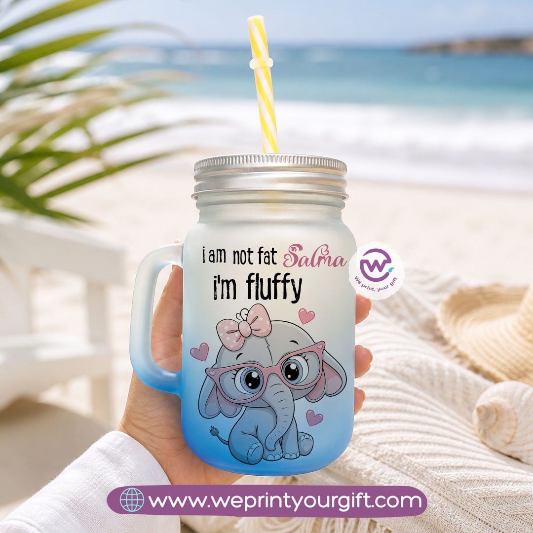 Cute Elephant Glass Mug with Lid & Straw – 400ml