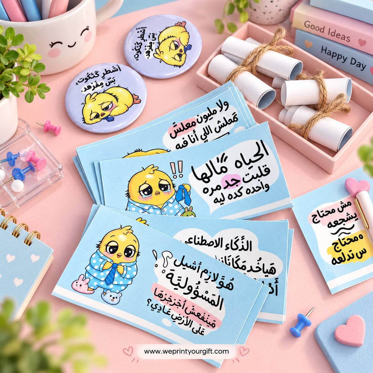 Office Chick Diaries Gift Jar – 50 Funny Arabic Cards & Accessories