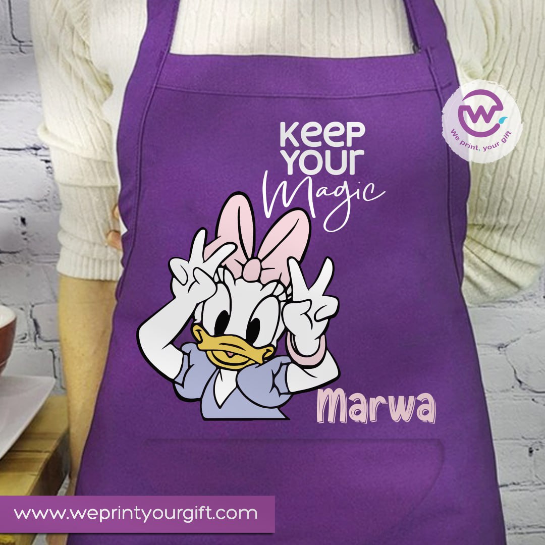 Daisy & Minnie Inspired Apron – Personalized Heavy Cotton Apron with Name and Pocket