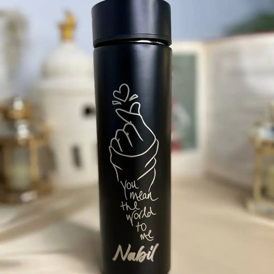 Black Thermal Thermos with screen Lid - Engrave -Buy 2 Get 1 Free