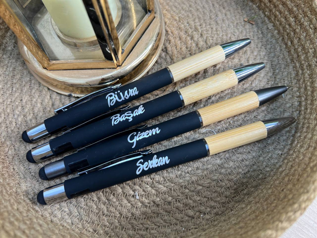 Custom Metal Pen with Bamboo Grip & Stylus Tip  -Buy 2 Get 1 Free