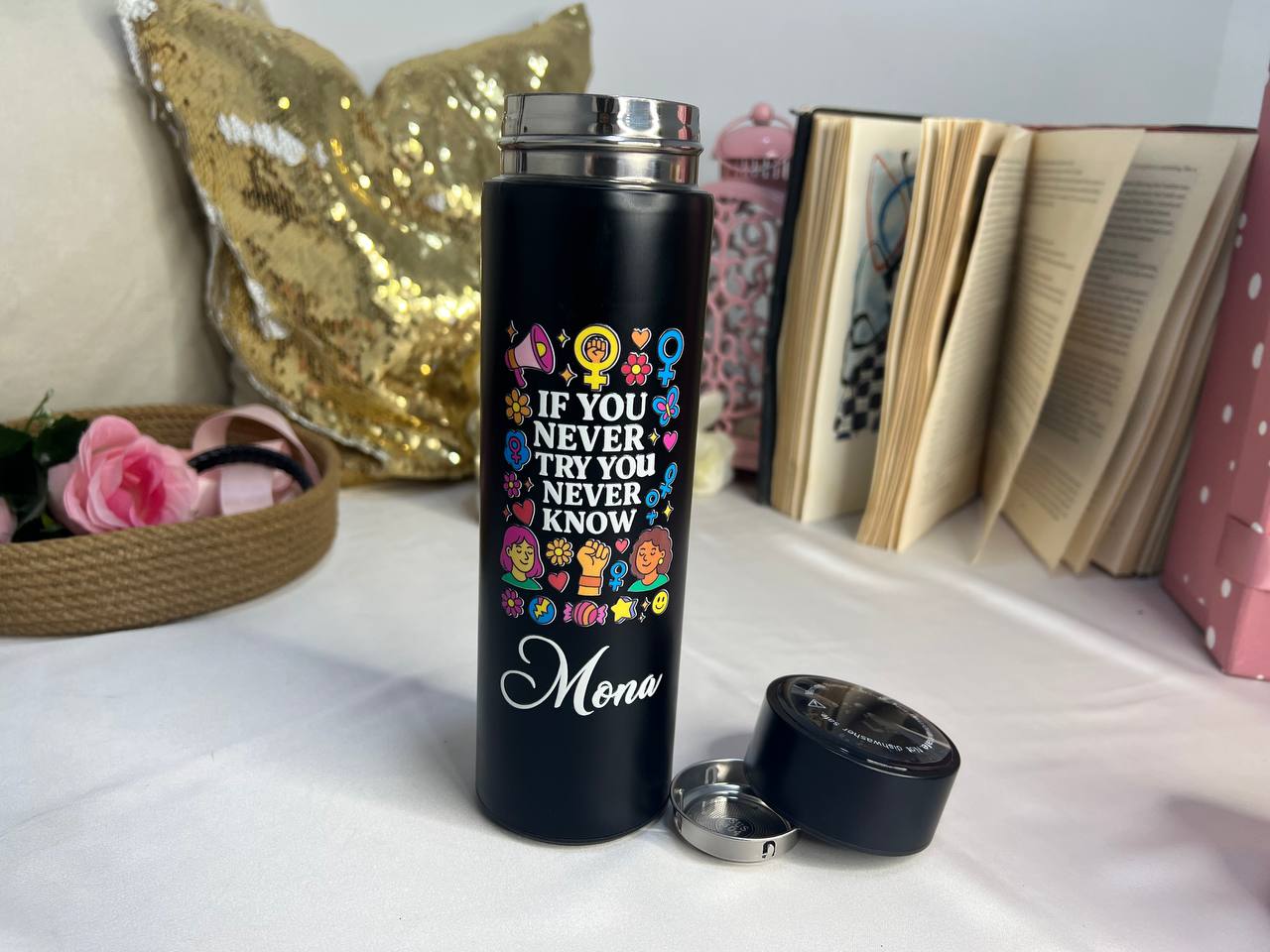 Digital Stainless Steel Thermos with Touch Screen –Sticker Print-Buy 2 Get 1 free
