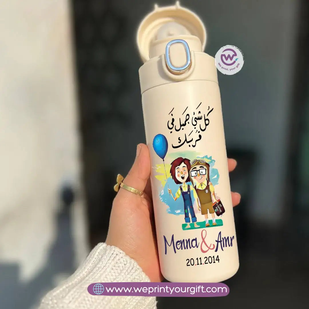 Stainless Steel Thermal Mug with Digital Temperature Display – 420ml- Valentine Cartoon Movie–Inspired Designs - WE PRINT