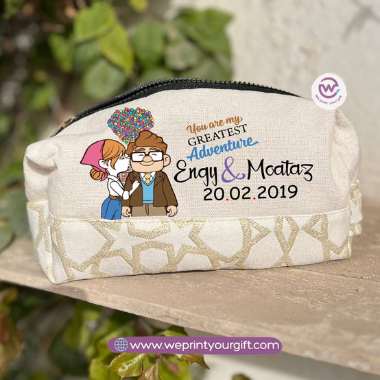 Islamic Pattern Valentine Cartoon UP Boxy Pouch – Cotton Makeup & Pencil Case