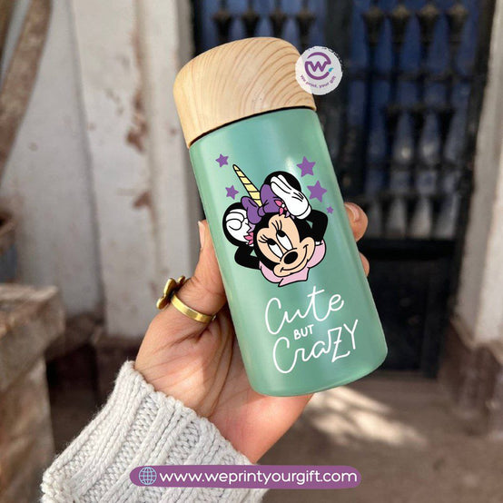 Mini Thermal Coffee Mug – (150ml & 250ml) | Wooden Lid - Mickey & Minnie Style Designs