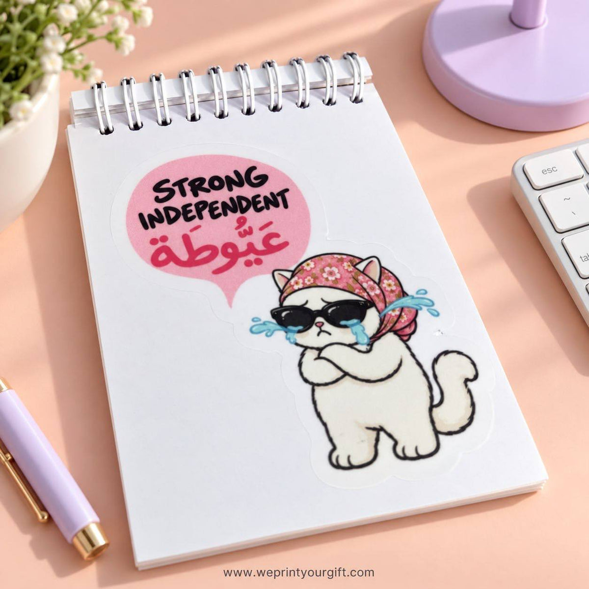 Office Cat Diaries A6 Sticker Book – Funny Egyptian Arabic Work Comics | Waterproof Vinyl or Paper Stickers