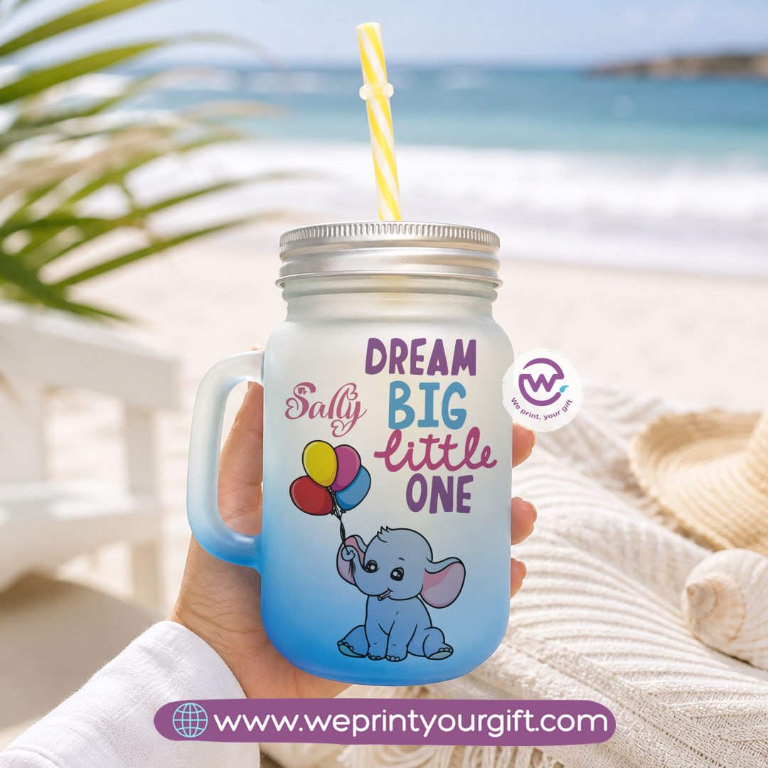 Cute Elephant Glass Mug with Lid & Straw – 400ml