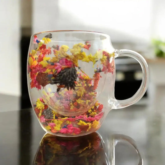 Flowers Double Wall Mug- Yellow Flowers - Customization Option