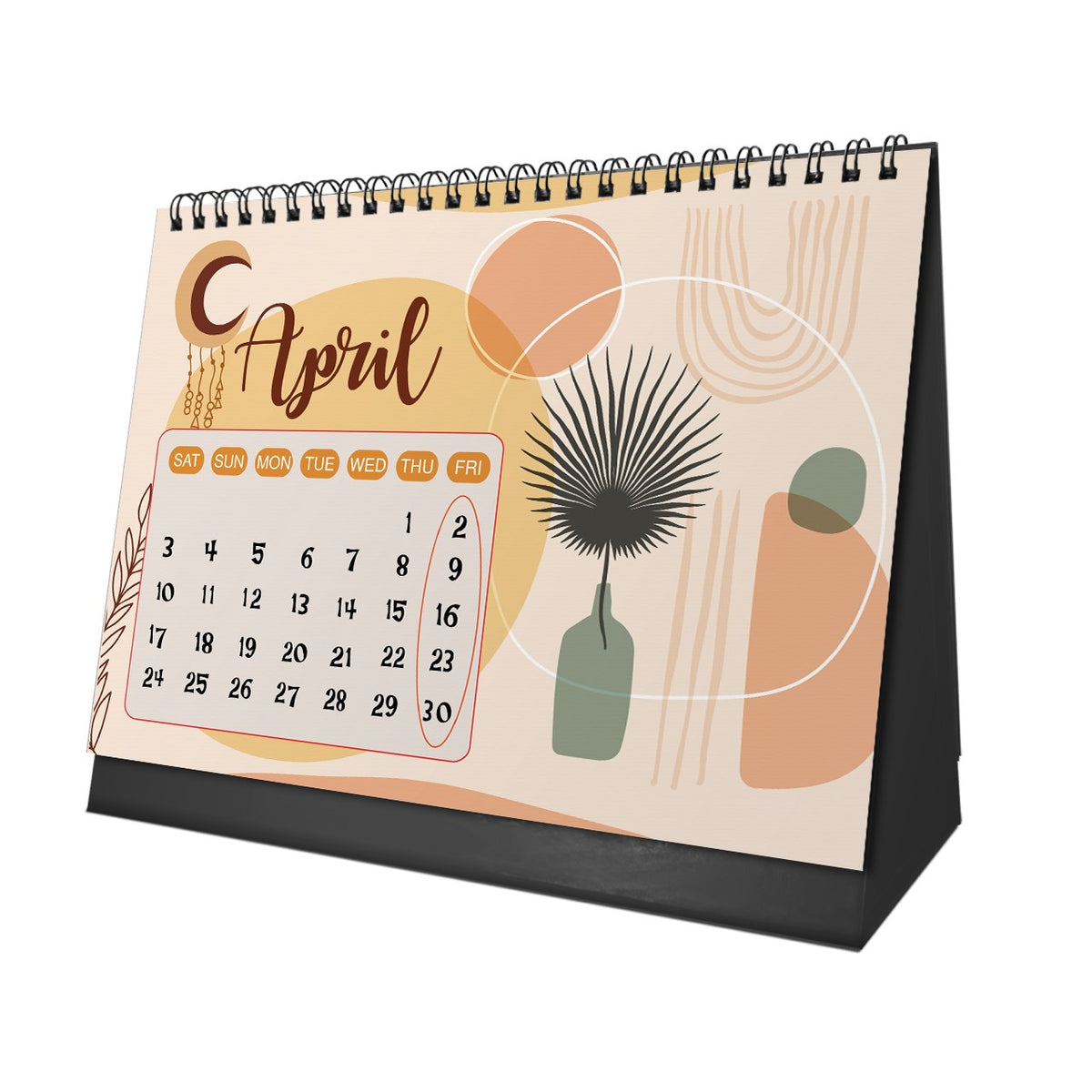 Boho 2027 Desk Calendar – Earthy Tones & Artistic Details