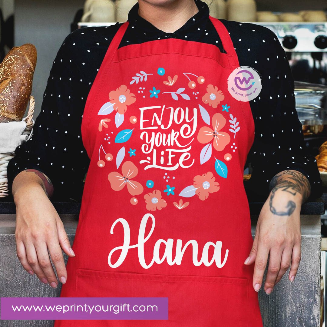 Motivational Personalized Apron – Custom Name Heavy Cotton Kitchen Apron with Pocket