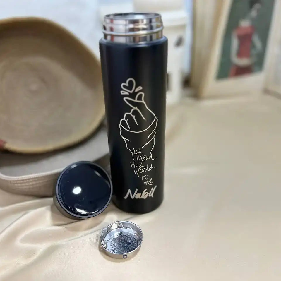 Black Thermal Thermos with screen Lid - Engrave -Buy 2 Get 1 Free