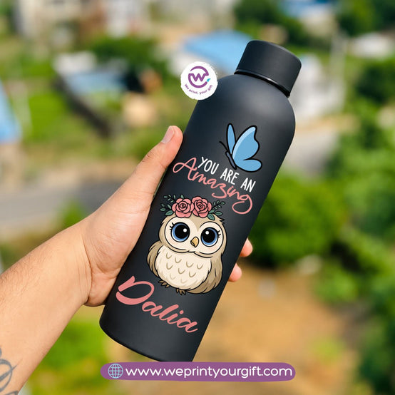 Personalized Thermal Water Bottle 500ml - Cute Owl Motivational Designs