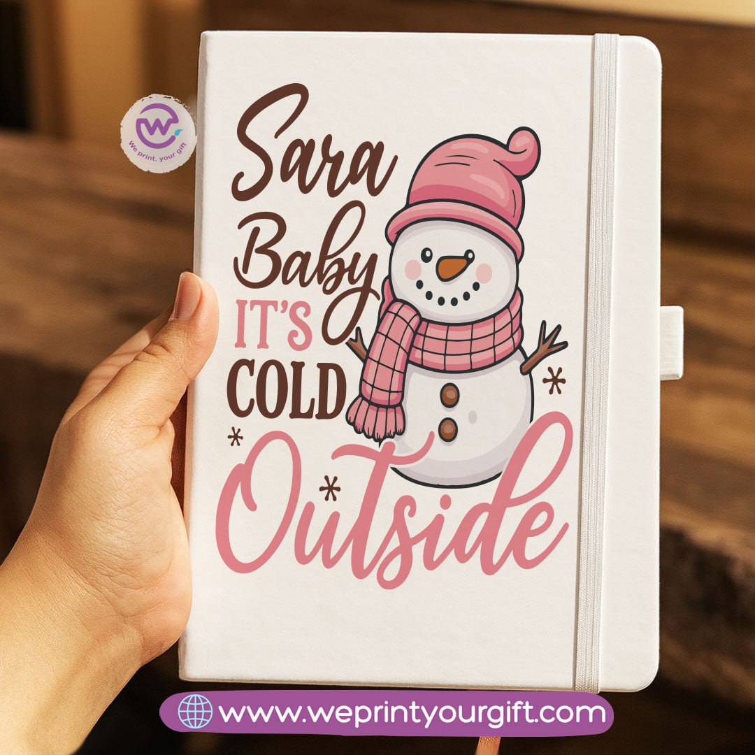 Personalized Hard Cover Rubber Notebook – Winter & Christmas Designs