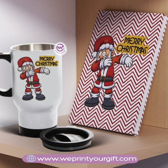 مجموعة دفاتر ملاحظات وأكواب سفر لعيد الميلاد - هدية شخصية مميزة | نطبع هديتك