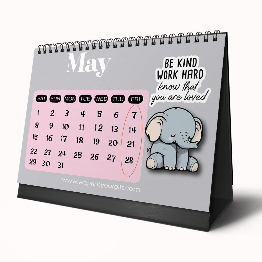 Happy Elephant 2027 Desk Calendar – Little Smiles, Bright Beginnings