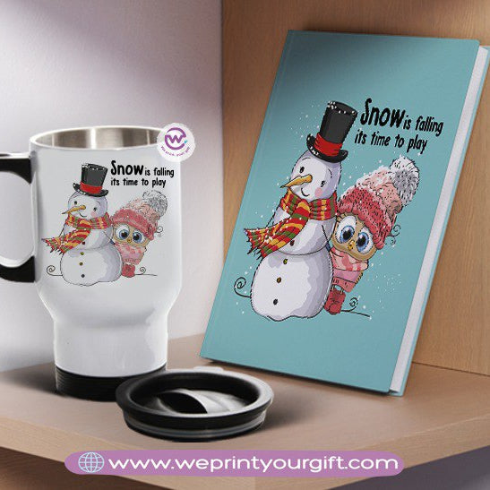 مجموعة دفاتر ملاحظات وأكواب سفر لعيد الميلاد - هدية شخصية مميزة | نطبع هديتك