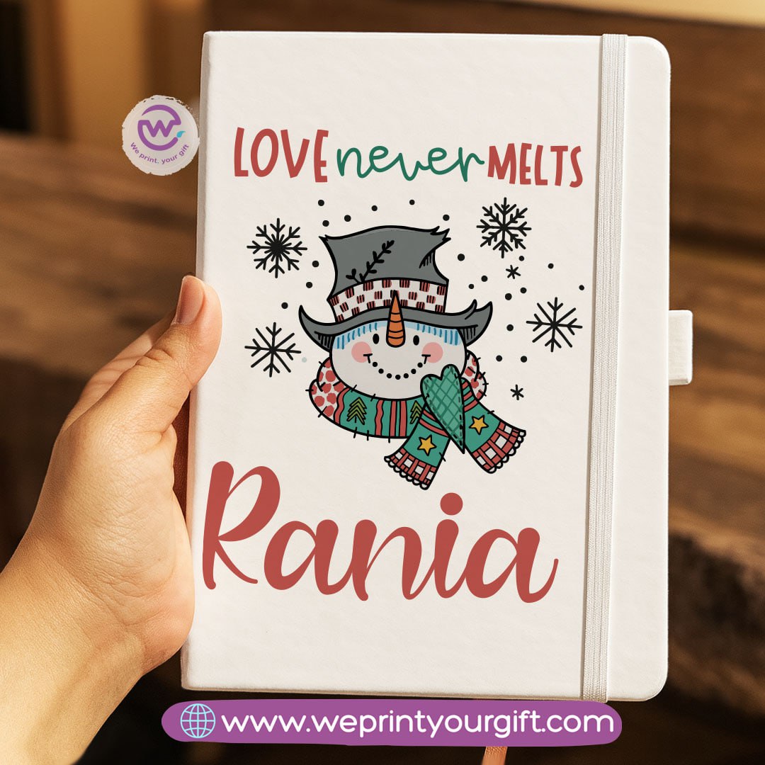 Personalized Hard Cover Rubber Notebook – Winter & Christmas Designs