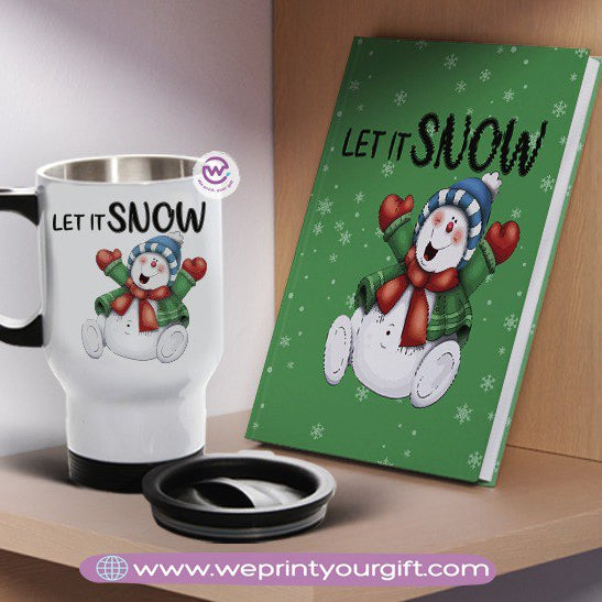 مجموعة دفاتر ملاحظات وأكواب سفر لعيد الميلاد - هدية شخصية مميزة | نطبع هديتك