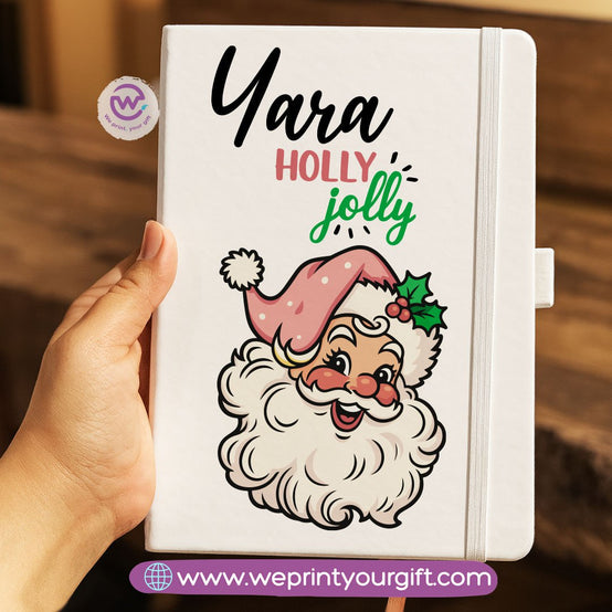 Personalized Hard Cover Rubber Notebook – Winter & Christmas Designs