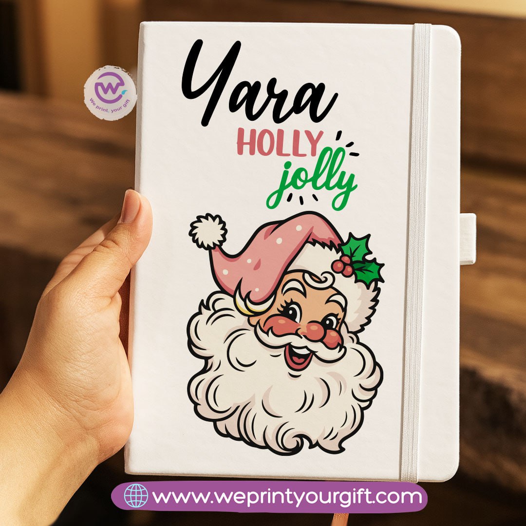Personalized Hard Cover Rubber Notebook – Winter & Christmas Designs