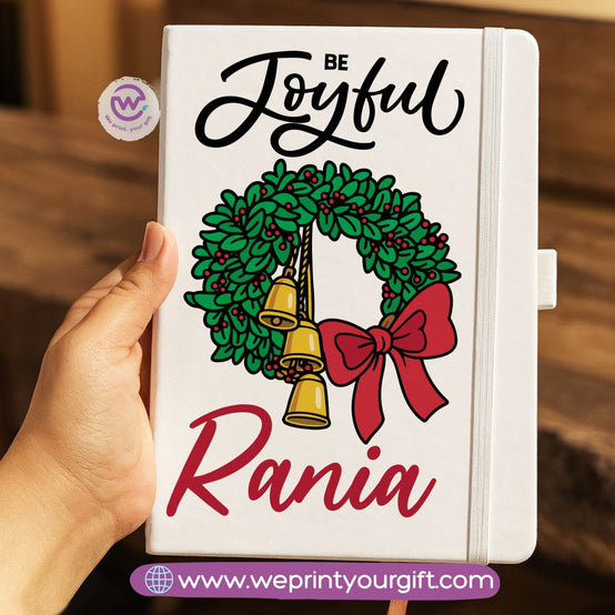 Personalized Hard Cover Rubber Notebook – Winter & Christmas Designs