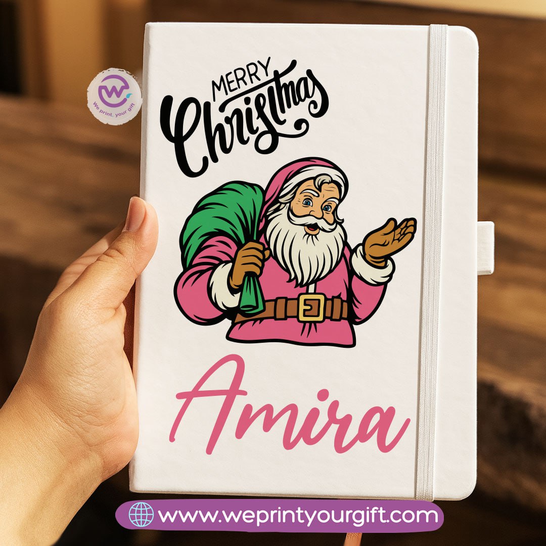 Personalized Hard Cover Rubber Notebook – Winter & Christmas Designs