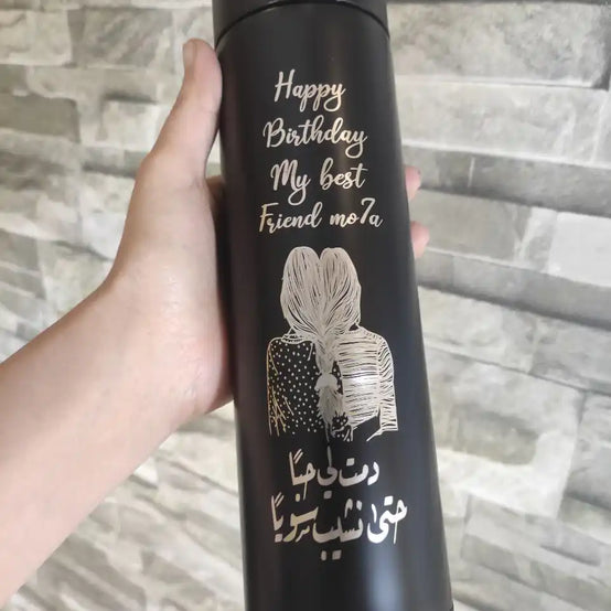 Black Thermal Thermos with screen Lid - Engrave -Buy 2 Get 1 Free