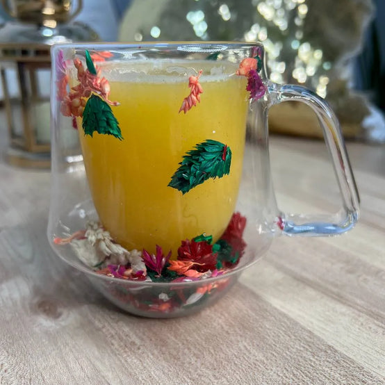 Floral double wall mug- Deep - Customization Option