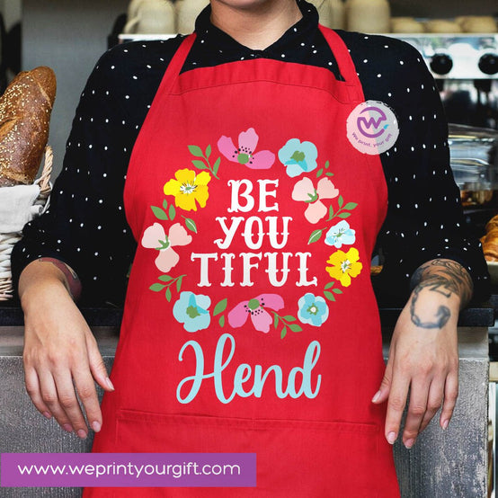 Motivational Personalized Apron – Custom Name Heavy Cotton Kitchen Apron with Pocket