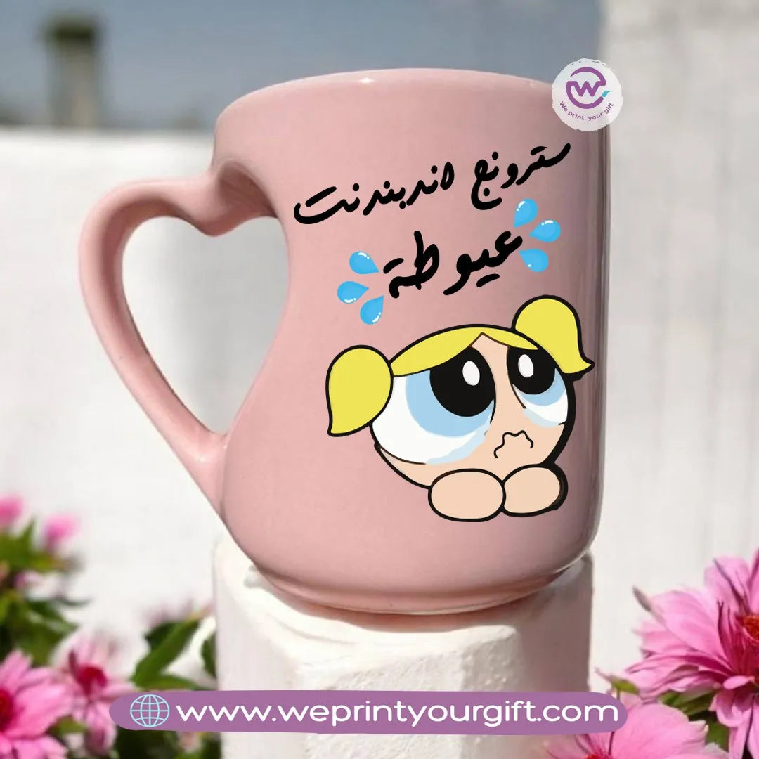 Pink Heart Handle Mug-Comics - WE PRINT