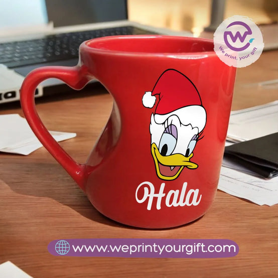 Red Heart Handle Mug- Christmas - WE PRINT