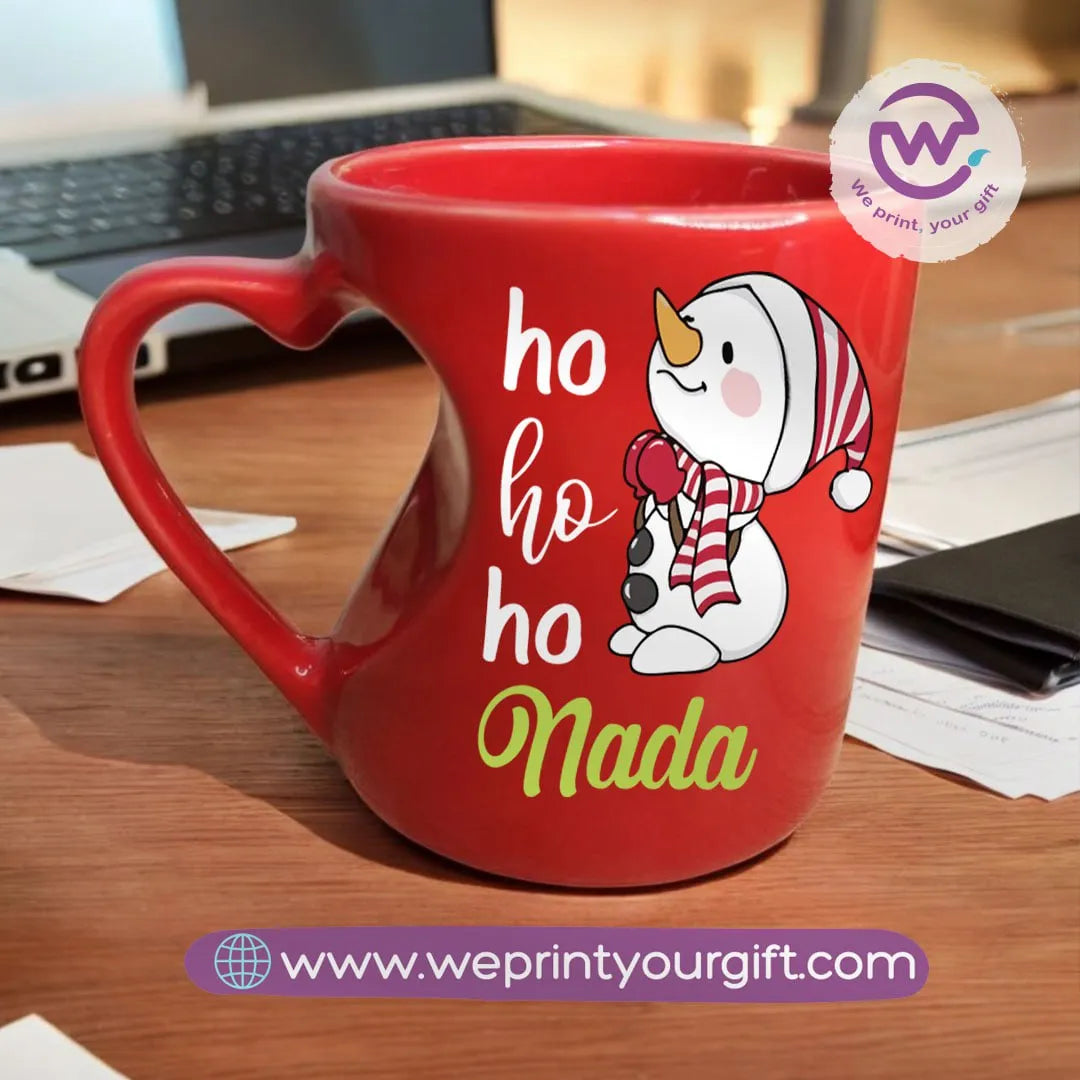 Red Heart Handle Mug- Christmas - WE PRINT