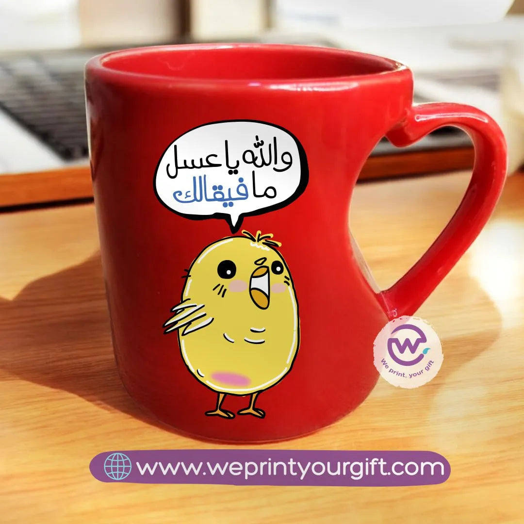 Red Heart Handle Mug -Comic - WE PRINT