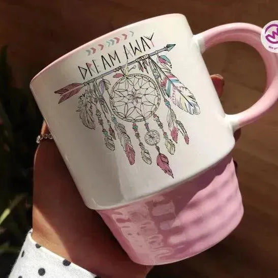 Ribbed Mug - Pink - Dream Catcher - WE PRINT