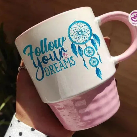 Ribbed Mug - Pink - Dream Catcher - WE PRINT