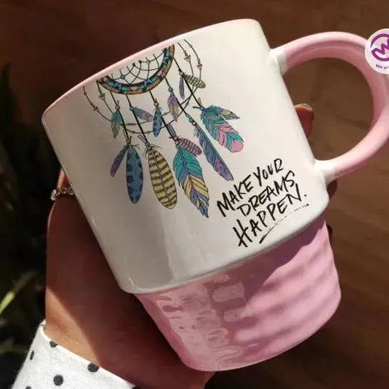 Ribbed Mug - Pink - Dream Catcher - WE PRINT