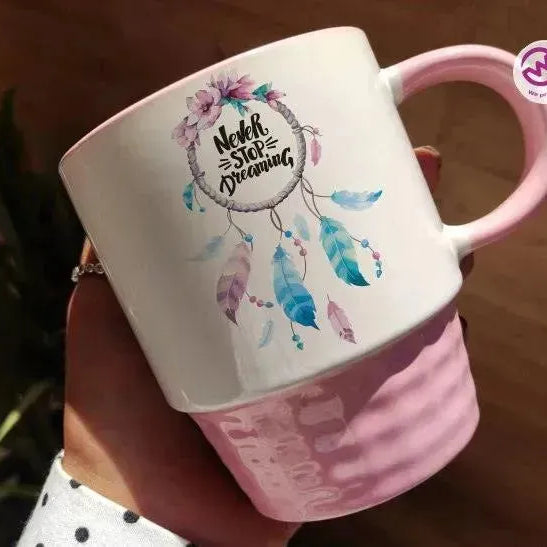 Ribbed Mug - Pink - Dream Catcher - WE PRINT