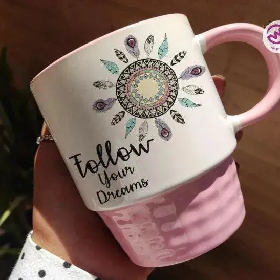 Ribbed Mug - Pink - Dream Catcher - WE PRINT
