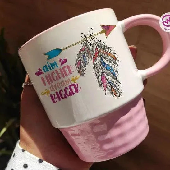 Ribbed Mug - Pink - Dream Catcher - WE PRINT