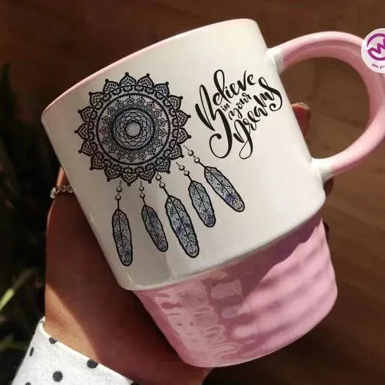 Ribbed Mug - Pink - Dream Catcher - WE PRINT