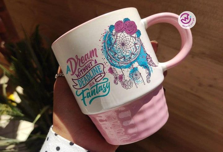 Ribbed Mug - Pink - Dream Catcher - weprint.yourgift