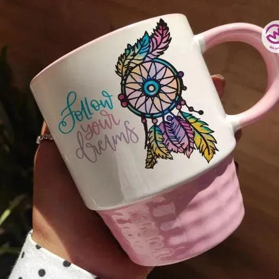 Ribbed Mug - Pink - Dream Catcher - WE PRINT