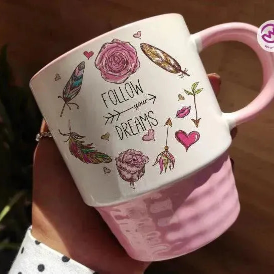 Ribbed Mug - Pink - Dream Catcher - WE PRINT