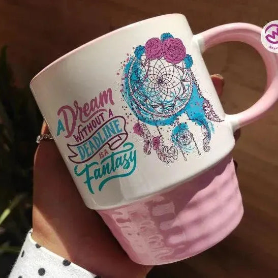 Ribbed Mug - Pink - Dream Catcher - WE PRINT