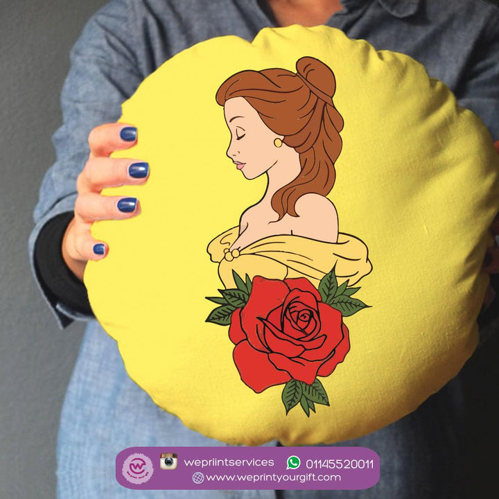 Round Cushion - Cotton Duck-Beauty And The Beast - weprint.yourgift