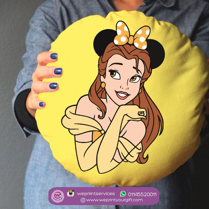 Round Cushion - Cotton Duck-Beauty And The Beast - weprint.yourgift