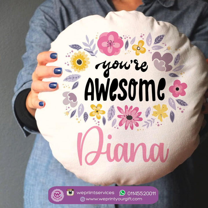 Round Cushion - Cotton Duck-Floral - weprint.yourgift