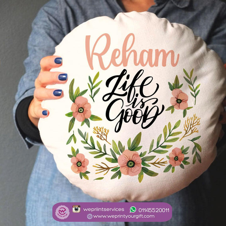 Round Cushion - Cotton Duck-Floral - weprint.yourgift